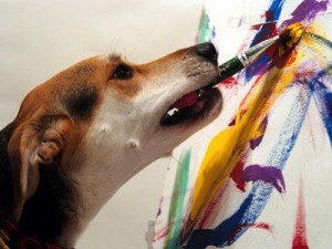 Sammy the Dog doing art