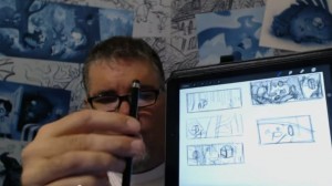 Artist Will Terry displays a few sketches on his iPad