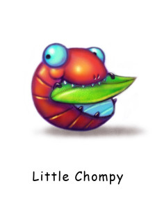 Cute e-books Illustration of a small bug eating a leaf