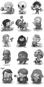 a bunch of the little pop culture characters