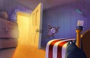 bedroom without monster or child but with cat for app